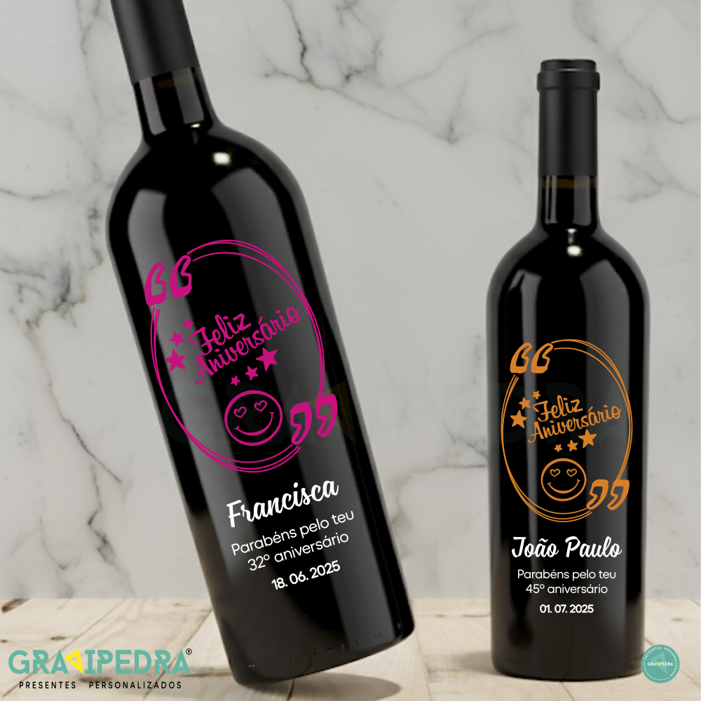 Garrafa de vinho personalizada para Aniversário - GFA48A Garrafa de vinho personalizada para Aniversário - GFA48A