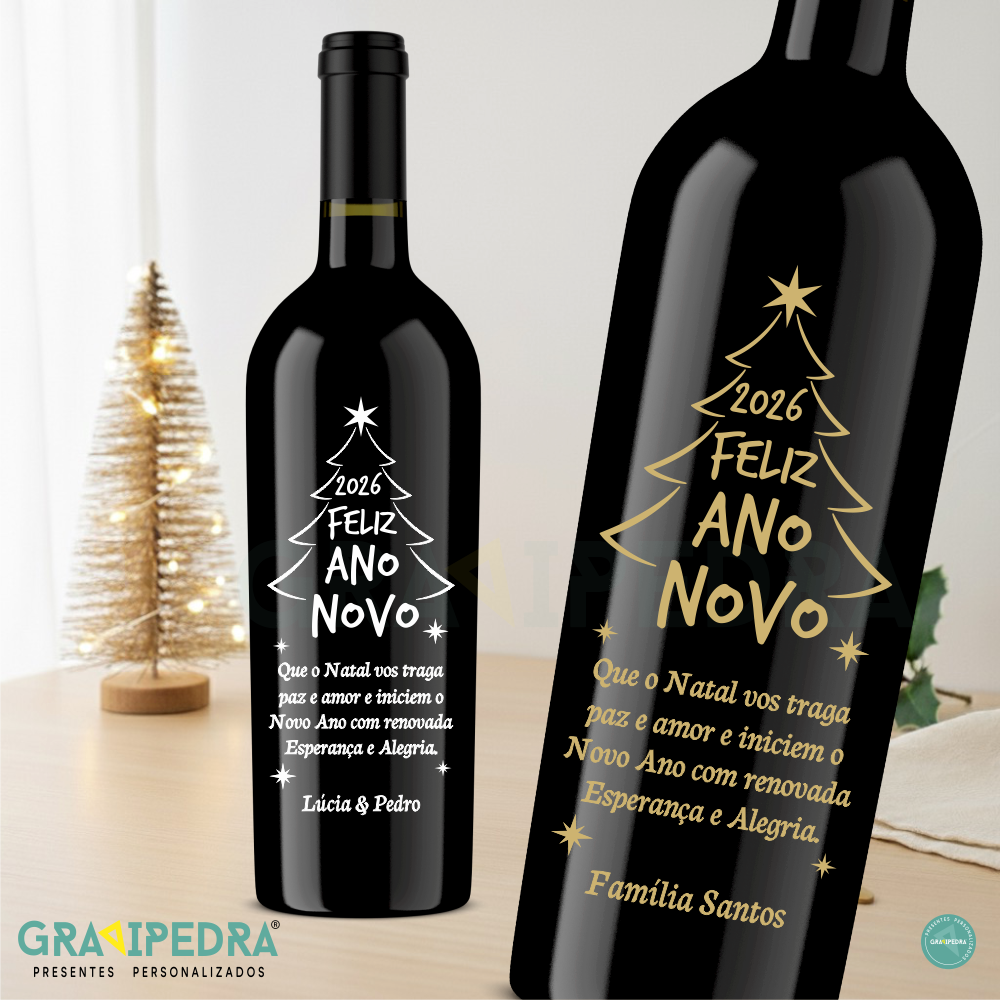 Garrafa de vinho personalizada para Natal/Ano Novo - GAN01 Garrafa de vinho personalizada para Natal/Ano Novo - GAN01