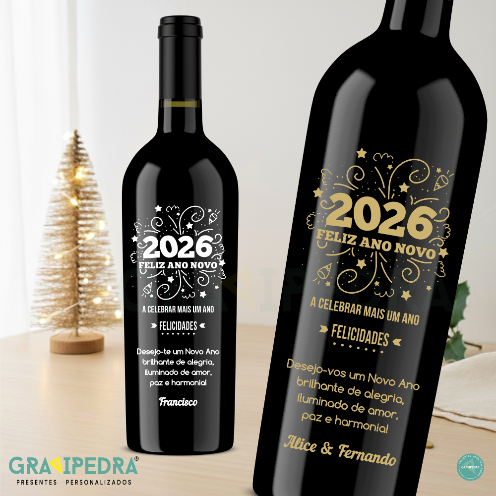 Garrafa de vinho personalizada para Natal/Ano Novo - GAN03 Garrafa de vinho personalizada para Natal/Ano Novo - GAN03