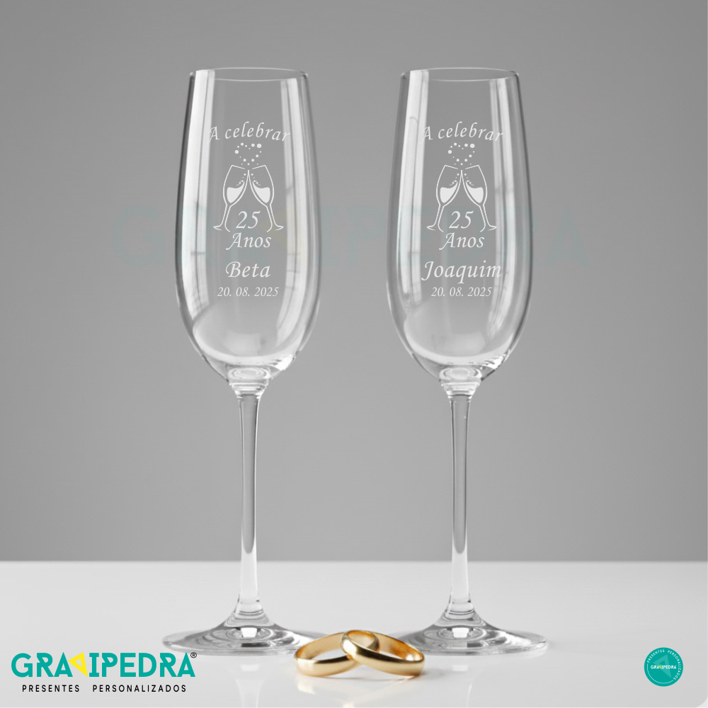 Pack 2 Copos em vidro personalizados - A Celebrar - CVCN09F Pack 2 Copos em vidro personalizados - A Celebrar - CVCN09F