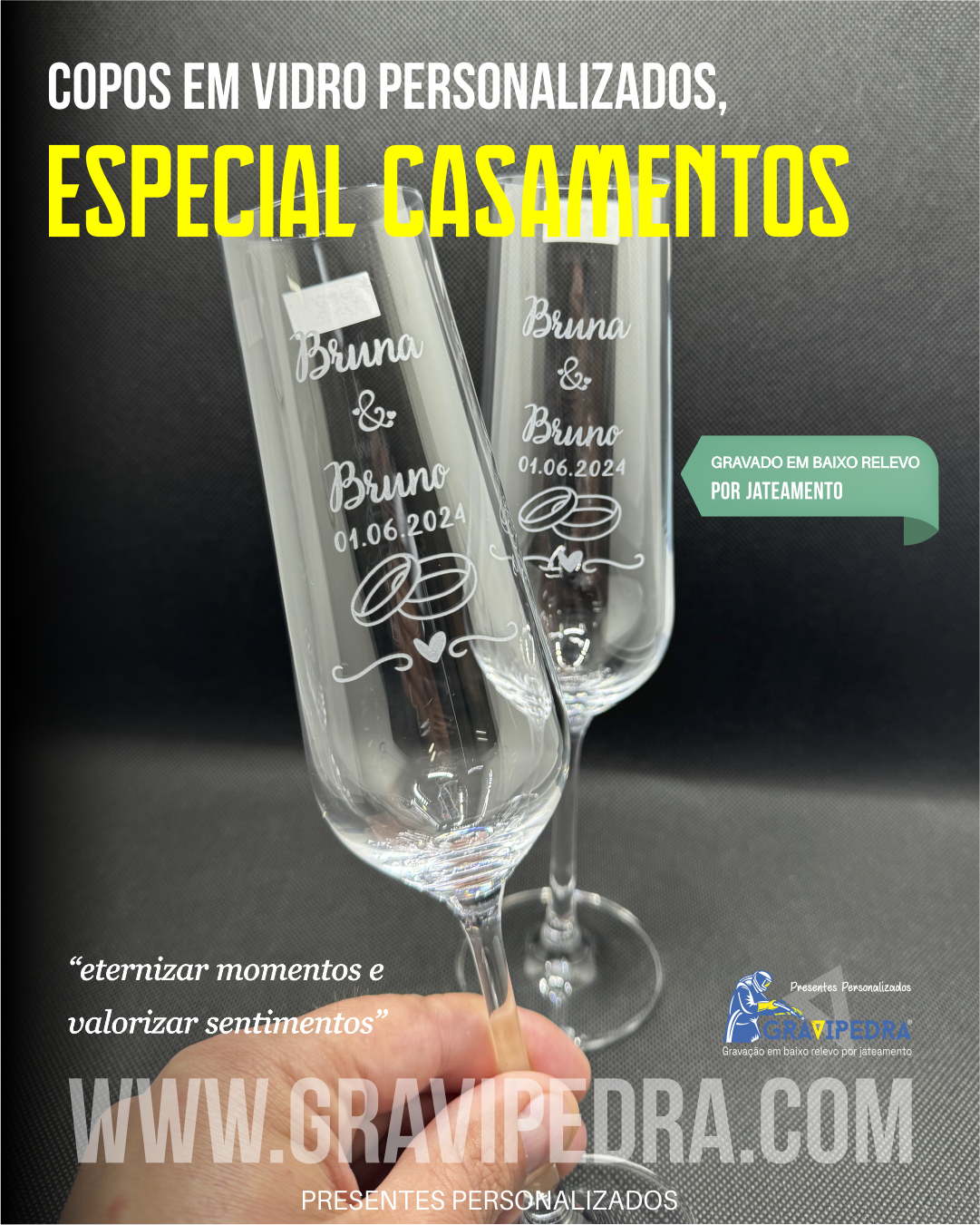 Copos em vidro personalizados