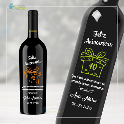 Garrafa de vinho personalizada para Aniversário - GFA50