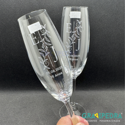 Pack 2 Copos em vidro personalizados - Casamento - CVCND20A