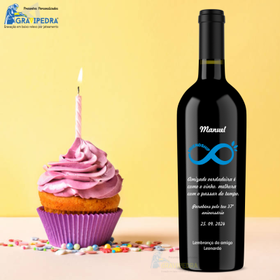 Garrafa de vinho personalizada para Aniversário - GFA02
