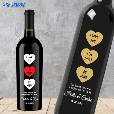Garrafa de vinho personalizada - Namorados - GNV07 Garrafa de vinho personalizada - Namorados - GNV07