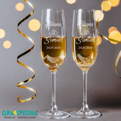 Pack 2 Copos em vidro personalizados - Casamento - CVCND22A