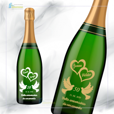 Garrafa de vinho personalizada - Bodas Casamento - GCN14