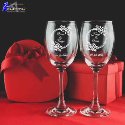 Pack 2 Copos em vidro personalizados - Floral - CVCN16V Pack 2 Copos em vidro personalizados - Floral - CVCN16V