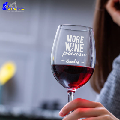 Copo em vidro personalizado - More Wine Please - CVDLTT12 Copo em vidro personalizado - More Wine Please - CVDLTT12