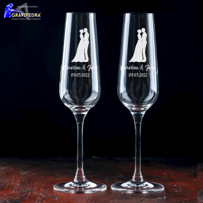 Pack 2 Copos em vidro personalizados - Casamento - CVCN02F
