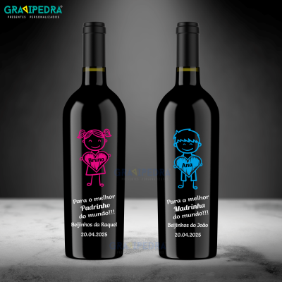 Garrafa de vinho personalizada - Padrinhos - GPDR01