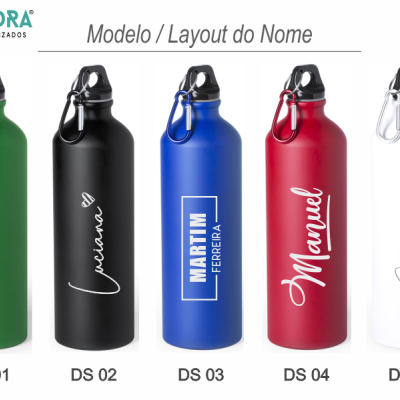 Garrafa em alumínio personalizada - Nome - GAGUA02