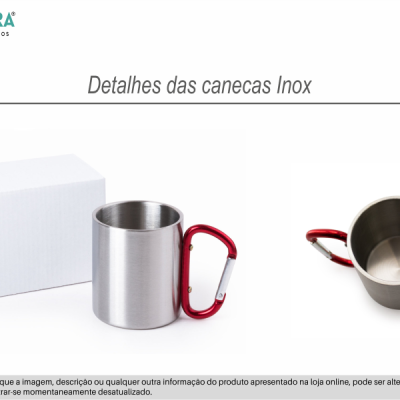 Caneca em inox com mosquetão - Personalize ao seu gosto - CAINOX01