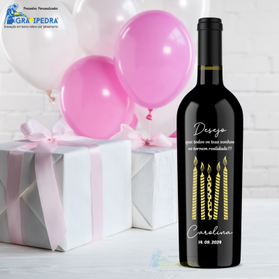 Garrafa de vinho personalizada para Aniversário - GFA59