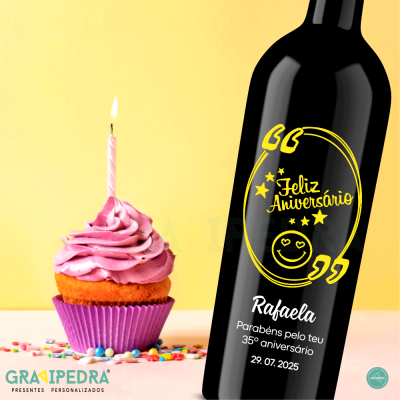 Garrafa de vinho personalizada para Aniversário - GFA48A