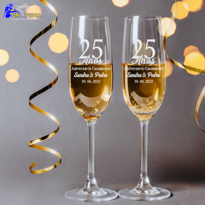 Pack 2 Copos em vidro personalizados - Anos Casamento - CVCN03F