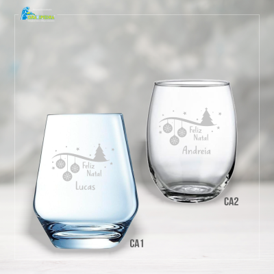 Copo em vidro personalizado Natal - CVNAD07