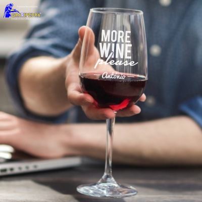 Copo em vidro personalizado - More Wine Please - CVDLTT12