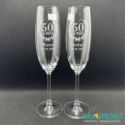 Pack 2 Copos em vidro personalizados - Aniversário Casamento - CVCN07F