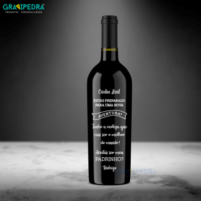 Garrafa de vinho personalizada - Padrinhos - GPDR02