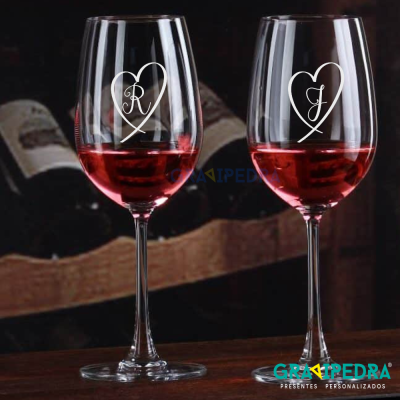 Pack 2 Copos em vidro personalizados - Coração - CVAL03
