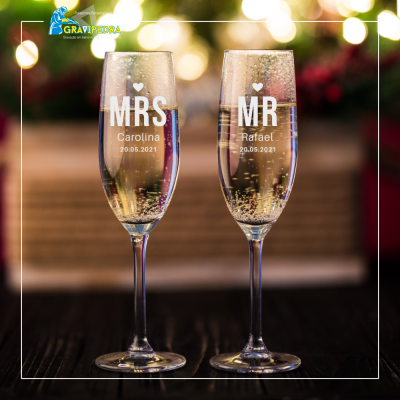 Pack 2 Copos em vidro personalizados Mrs/Mr - CVCND14A