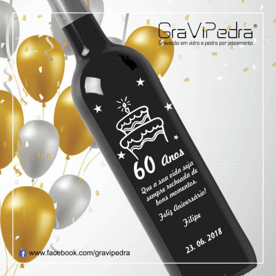 Garrafa de vinho personalizada - Aniversário - GFA17