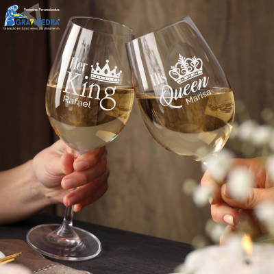 Pack 2 Copos em vidro personalizados Queen/King - CVFG15 Pack 2 Copos em vidro personalizados Queen/King - CVFG15