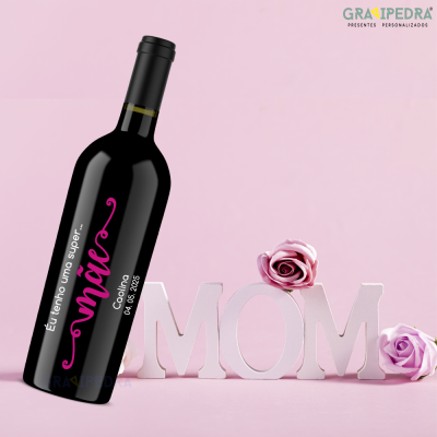 Garrafa de vinho personalizada - Dia da Mãe - GVDM03 Garrafa de vinho personalizada - Dia da Mãe - GVDM03