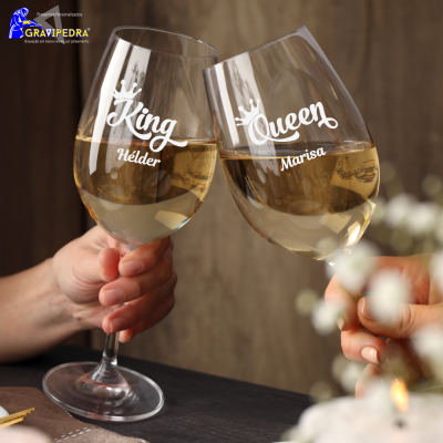 Pack 2 copos em vidro personalizados - King / Queen - CVFG18