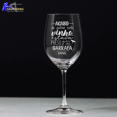 Copo em vidro personalizado - Salvar o Vinho - CVDLTT05A