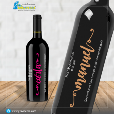 Garrafa de vinho personalizada para Aniversário - GFA09