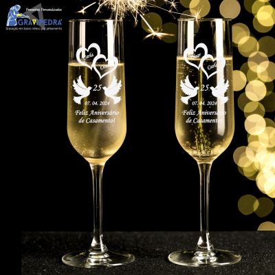 Pack 2 Copos em vidro personalizados - Casamento - CVCN14 Pack 2 Copos em vidro personalizados - Casamento - CVCN14