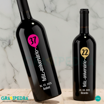 Garrafa de vinho personalizada para Aniversário - GFA08