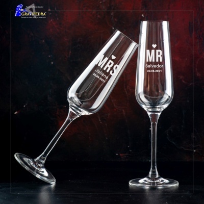 Pack 2 Copos em vidro personalizados Mrs/Mr - CVCND14A