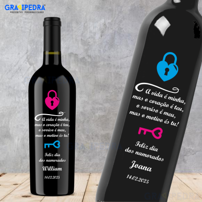 Garrafa de vinho personalizada - Namorados - GNV05