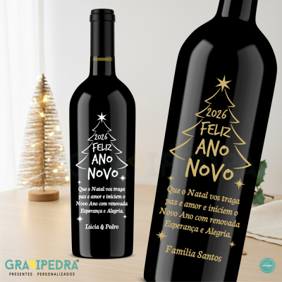 Garrafa de vinho personalizada para Natal/Ano Novo - GAN01 Garrafa de vinho personalizada para Natal/Ano Novo - GAN01
