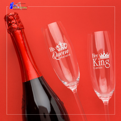 Pack 2 Copos em vidro personalizados Queen/King - CVFG16