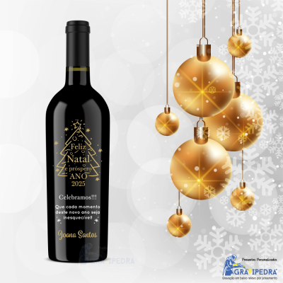 Garrafa de vinho personalizada - Feliz Natal - GNA07
