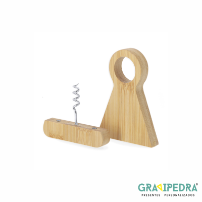 Saca-rolhas com função porta garrafas em Bambu - SRSPG21306