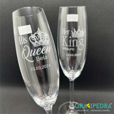 Pack 2 Copos em vidro personalizados Queen/King - CVFG16