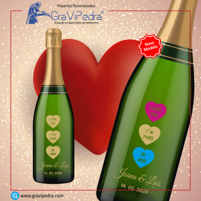 Garrafa de vinho personalizada - Namorados - GNV07 Garrafa de vinho personalizada - Namorados - GNV07