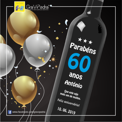 Garrafa de vinho personalizada para Aniversário - GFA22