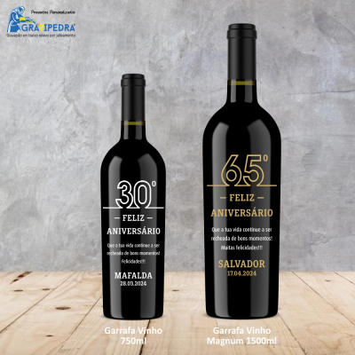 Garrafa de vinho personalizada - Feliz Aniversário - GFA29