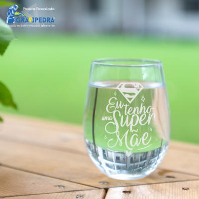 Copo em vidro personalizado - Eu tenho uma super Mãe - TVDM04