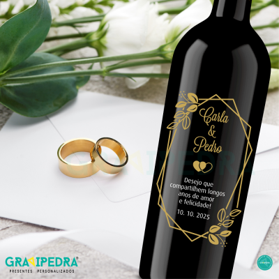 Garrafa de vinho personalizada - Bodas Casamento - GCN22