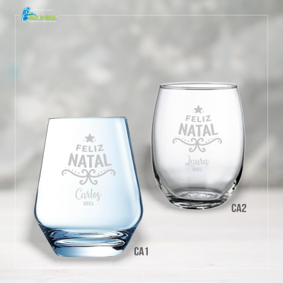 Copo em vidro personalizado Natal - CVNAD05