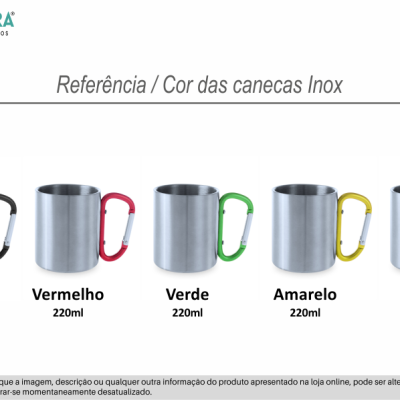 Caneca em inox com mosquetão - Personalize ao seu gosto - CAINOX01