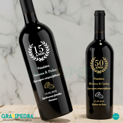 Garrafa de vinho personalizada - Bodas Casamento - GCN07