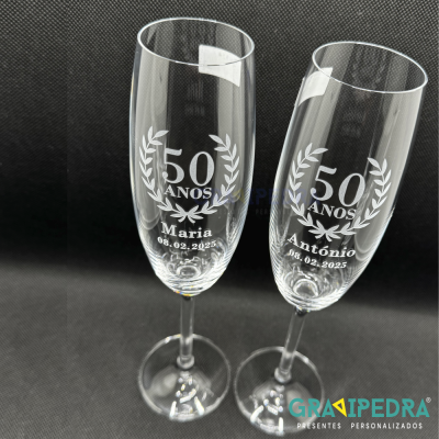 Pack 2 Copos em vidro personalizados - Aniversário Casamento - CVCN07F